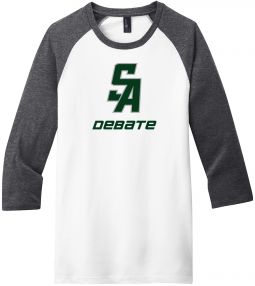 Adult District Tee 3/4-Sleeve Raglan,Heathered Charcoal/ White